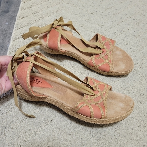 Clarks Strappy Leather Platform Espadrille Sandals - Picture 1 of 6